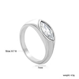 7mm H-Size White Zirconia Inlay Steel/Gold Plated Ring