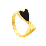 9.8mm H-Size Heart-Shaped White Shell Inlay Gold-Plated Ring