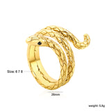 26mm H-Size Gold-Plated Snake Design Ornamental Ring