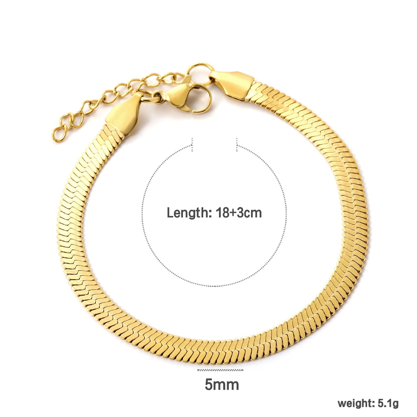 Blade Bracelet 5mm*18+3cm asonjewelry