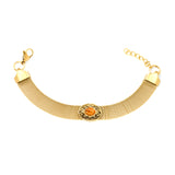 18.8*15mm Oval Hollowed Out with Earth Yellow Stones 18.5+3cm End Bracelet Bracelet Golden