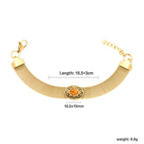 18.8*15mm Oval Hollowed Out with Earth Yellow Stones 18.5+3cm End Bracelet Bracelet Golden