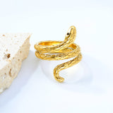 26mm H-Size Gold-Plated Snake Design Ornamental Ring