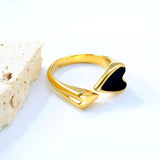 9.8mm H-Size Heart-Shaped White Shell Inlay Gold-Plated Ring