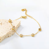 6mm Round Sticky Swarovski Diamonds 17.5+3cm+6mm Bracelet Golden