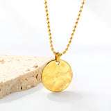 22mm Round Cake Pendant 2mm Bead Chain*40+5cm+6mm Round Plaque Necklace Golden