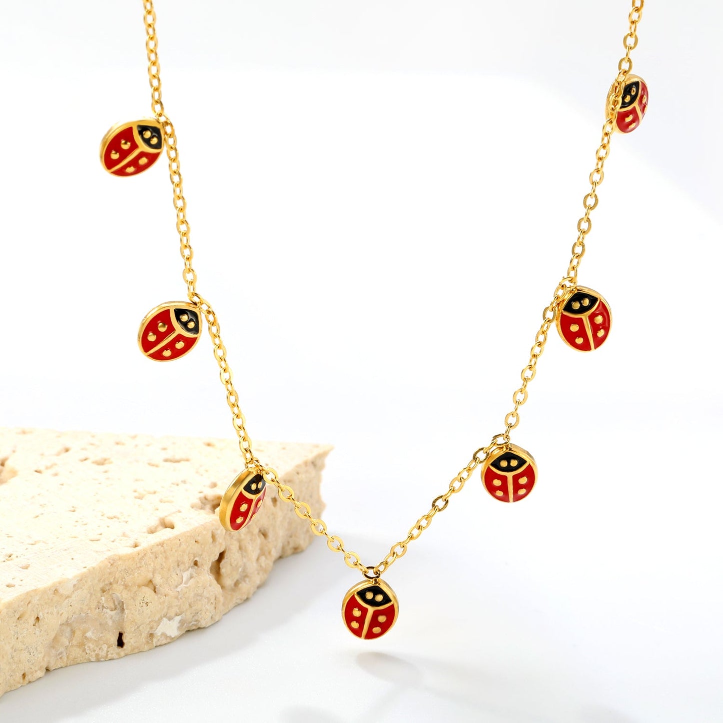6*7.2mm Beetle Drip Oil Accessories 0.35 Cross Chain*40+5+6mm Round Plaque Necklace Golden asonjewelry