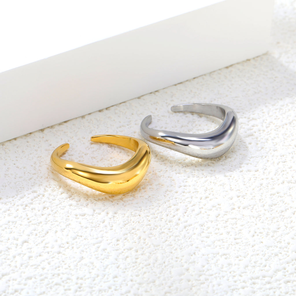 6.5mm Height Split Design Steel/Gold Plated Stylish Ring