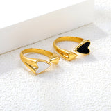 9.8mm H-Size Heart-Shaped White Shell Inlay Gold-Plated Ring