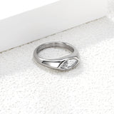 7mm H-Size White Zirconia Inlay Steel/Gold Plated Ring