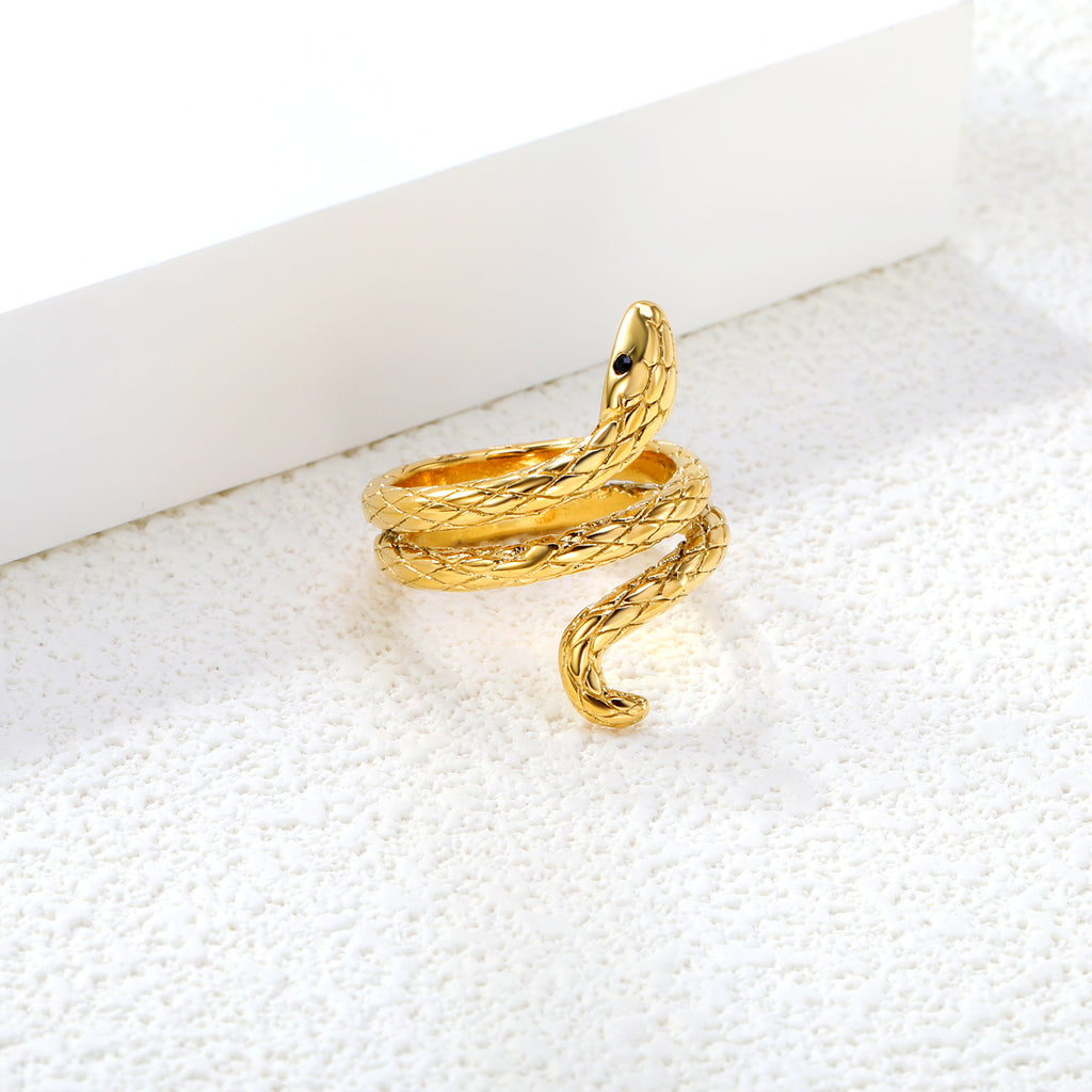 26mm H-Size Gold-Plated Snake Design Ornamental Ring