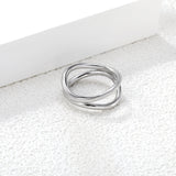 11mm H-Size Double Circle Steel/Gold Plated Statement Ring