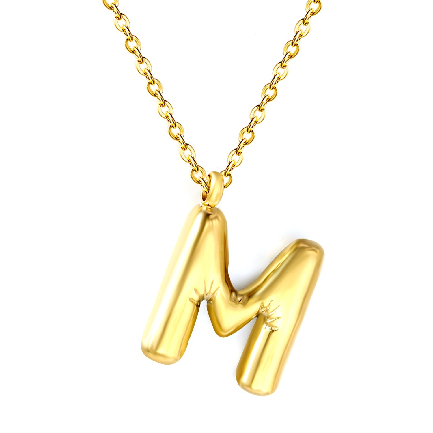 A~Z Bubble Letter Pendant Necklace 45+5cm asonjewelry
