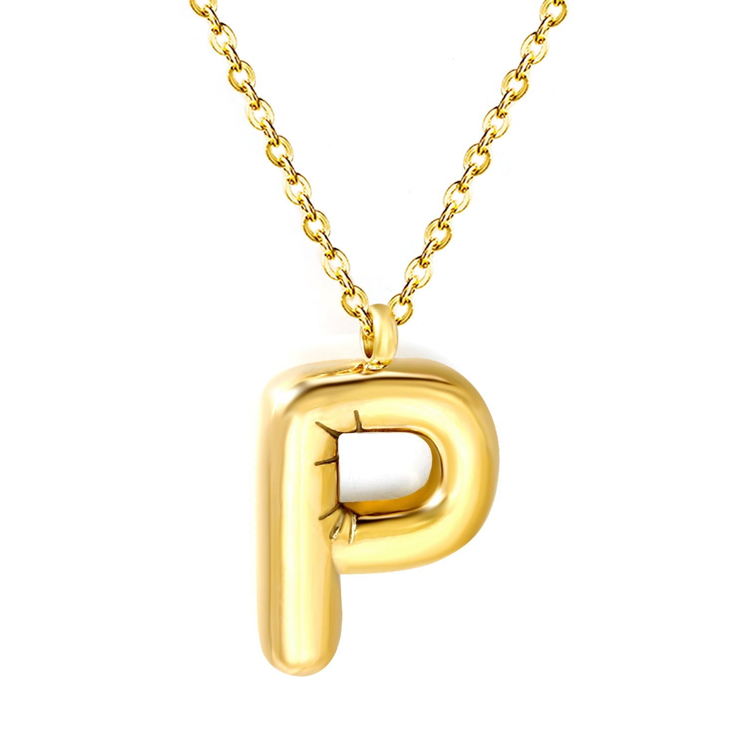 A~Z Bubble Letter Pendant Necklace 45+5cm asonjewelry