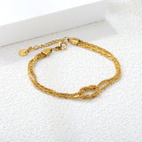 2.3mm Double Clasp Cauliflower Chain 18+3cm+6mm Round Plaque Double Chain Bracelet Gold Color