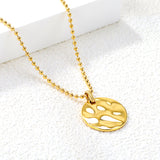 22mm Round Cake Pendant 2mm Bead Chain*40+5cm+6mm Round Plaque Necklace Golden