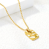 15*22mm Rectangular Pendant 2mm Bead Chain*40+5cm+6mm Round Plaque Necklace Golden