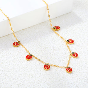 6*7.2mm Beetle Drip Oil Accessories 0.35 Cross Chain*40+5+6mm Round Plaque Necklace Golden