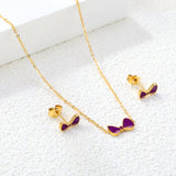 Bow Set Gold Earrings: 10*5.5mm Pendant: 11.8*6.5mm 0.3 Cross Chain 40+5cm+6mm Round Plaque