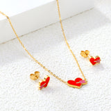 Center Arrow Heart Set Gold Earrings: 9.5*6.6mm Pendant: 11.7*8mm 0.3 Cross Chain 40+5cm+6mm Round Plaque