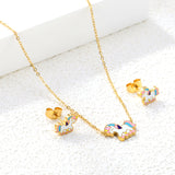 Pony set Gold color earrings:10.5*7.8mm Pendant:9.5*13mm 0.3 cross chain 40+5cm+6mm round plate