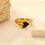 9.8mm H-Size Heart-Shaped White Shell Inlay Gold-Plated Ring