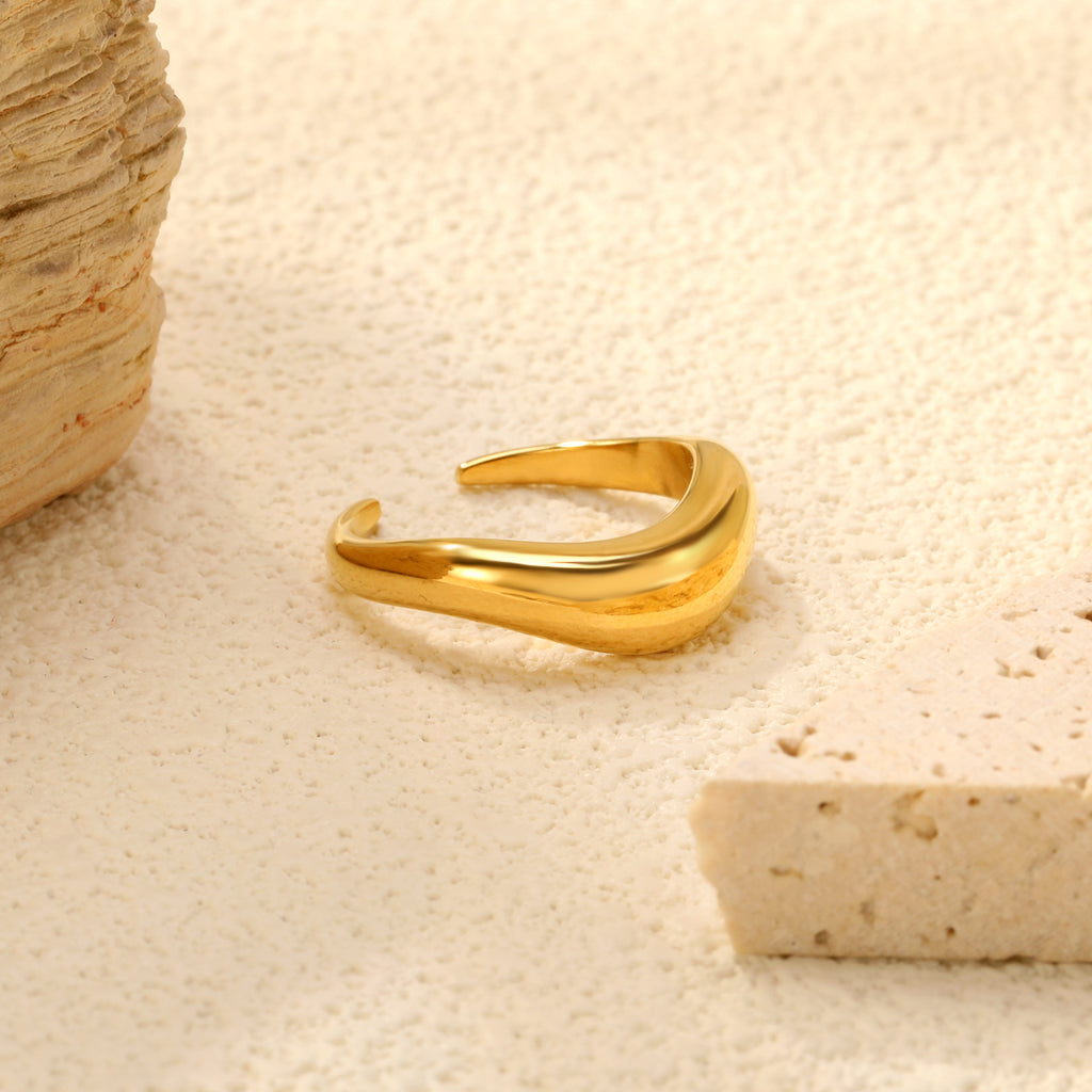 6.5mm Height Split Design Steel/Gold Plated Stylish Ring