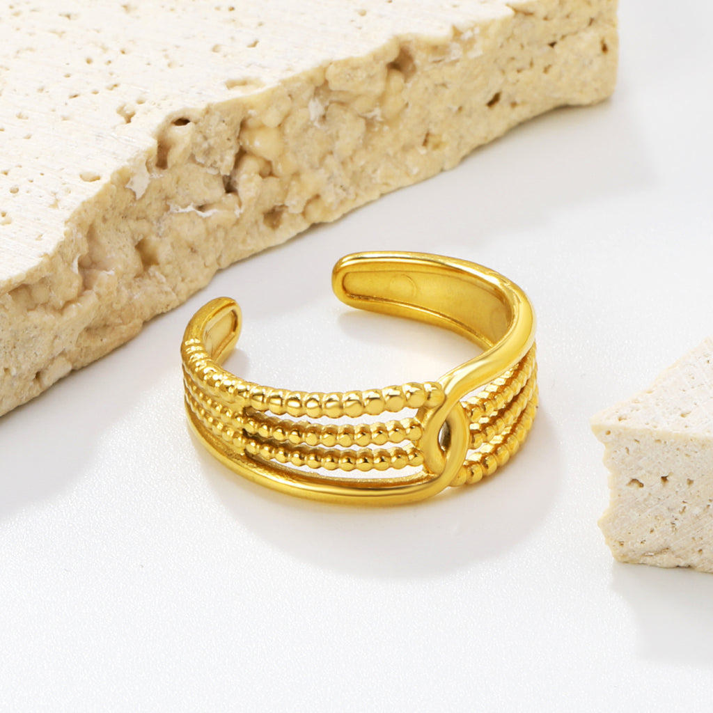 4.3mm Minimalist Golden Open Ring for Women ¨C Dainty Adjustable Thin Band, Versatile & Elegant