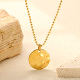 22mm Round Cake Pendant 2mm Bead Chain*40+5cm+6mm Round Plaque Necklace Golden