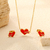 Center Arrow Heart Set Gold Earrings: 9.5*6.6mm Pendant: 11.7*8mm 0.3 Cross Chain 40+5cm+6mm Round Plaque
