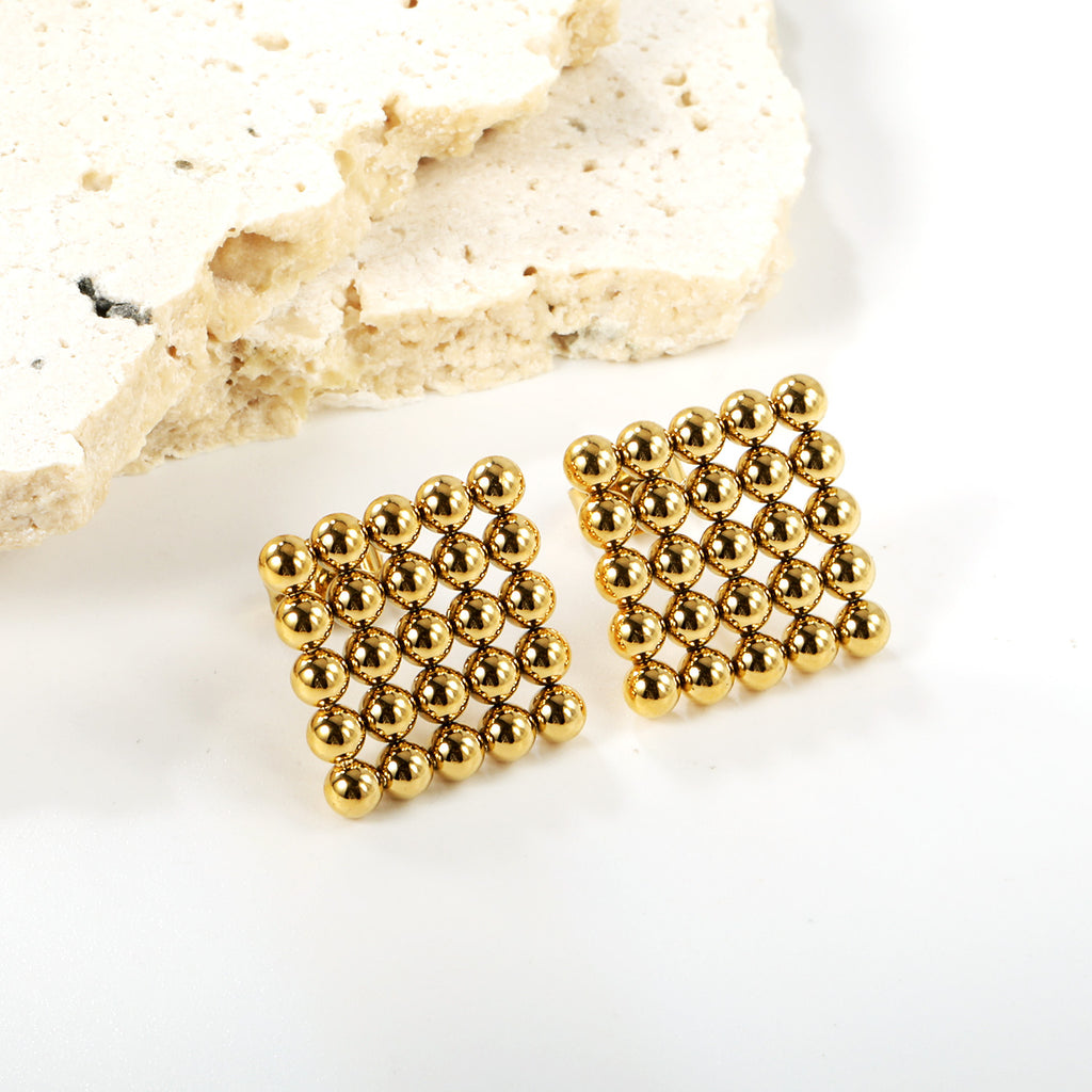 Square Steel Bead Earrings 15*15mm