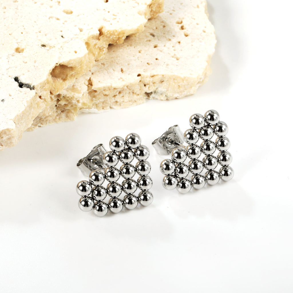 Heart Shaped Steel Bead Earrings 17*14.4mm