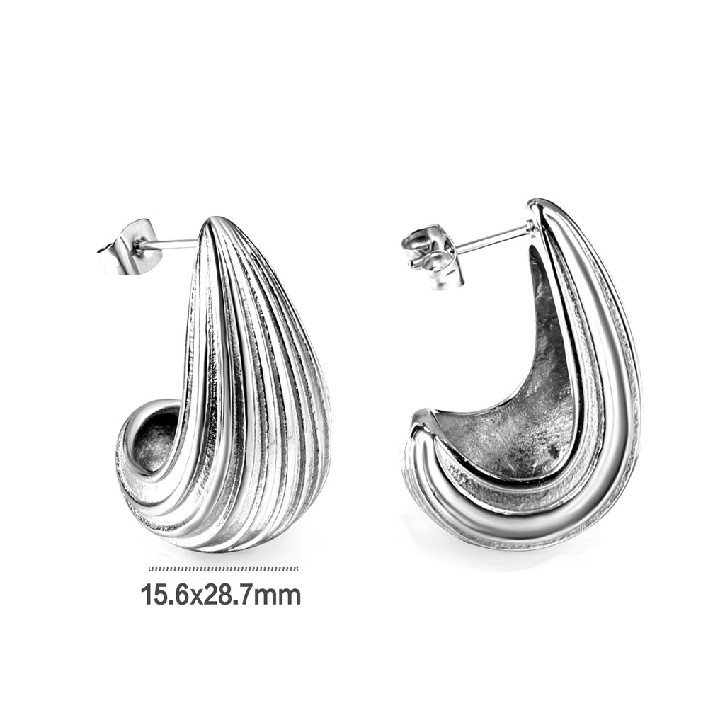 Vertical Drop Oval Earrings 15.6*28.7mm/17*30mm Steel Color/Gold Color