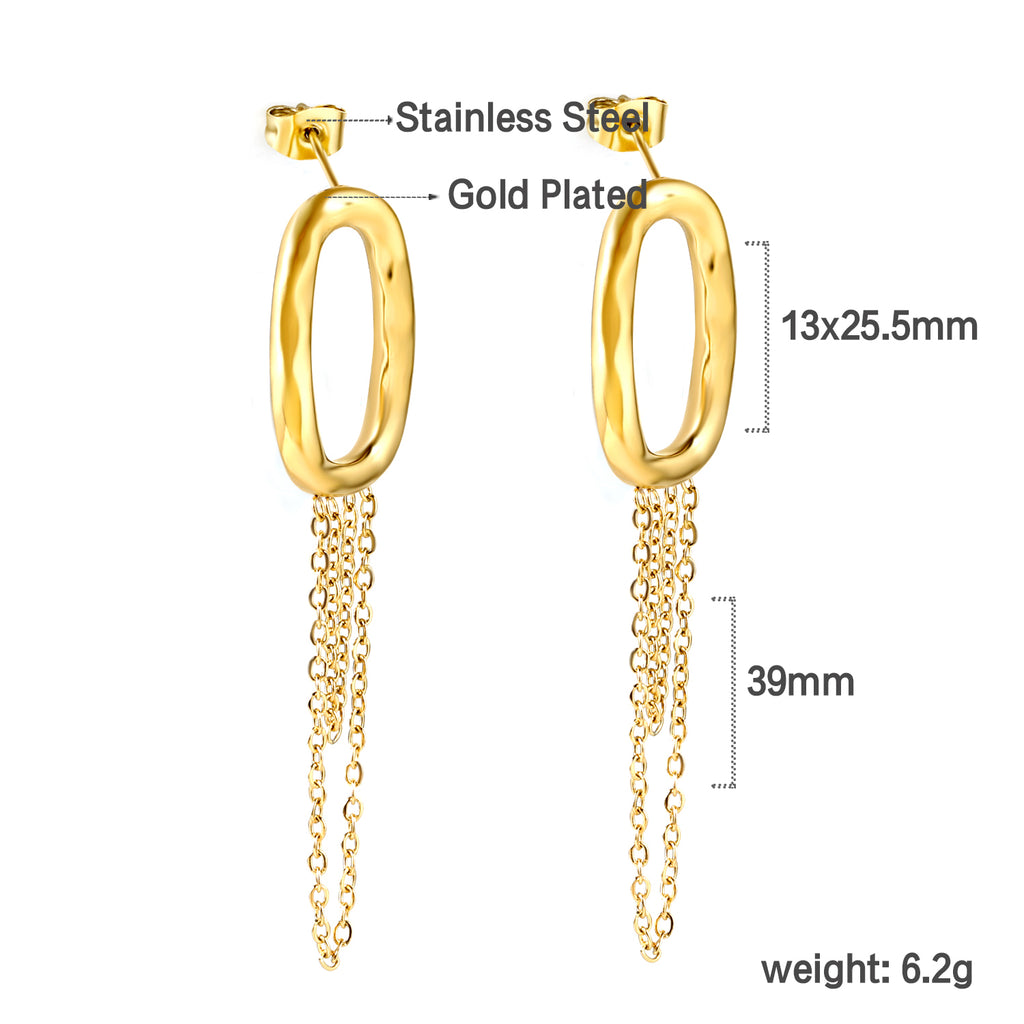 Spring 2024 13*25.5mm Oval Hoops with Matching Chain 39mm Stud Earrings