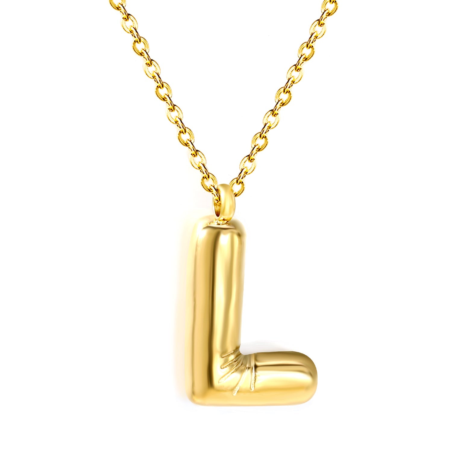 A~Z Bubble Letter Pendant Necklace 45+5cm asonjewelry