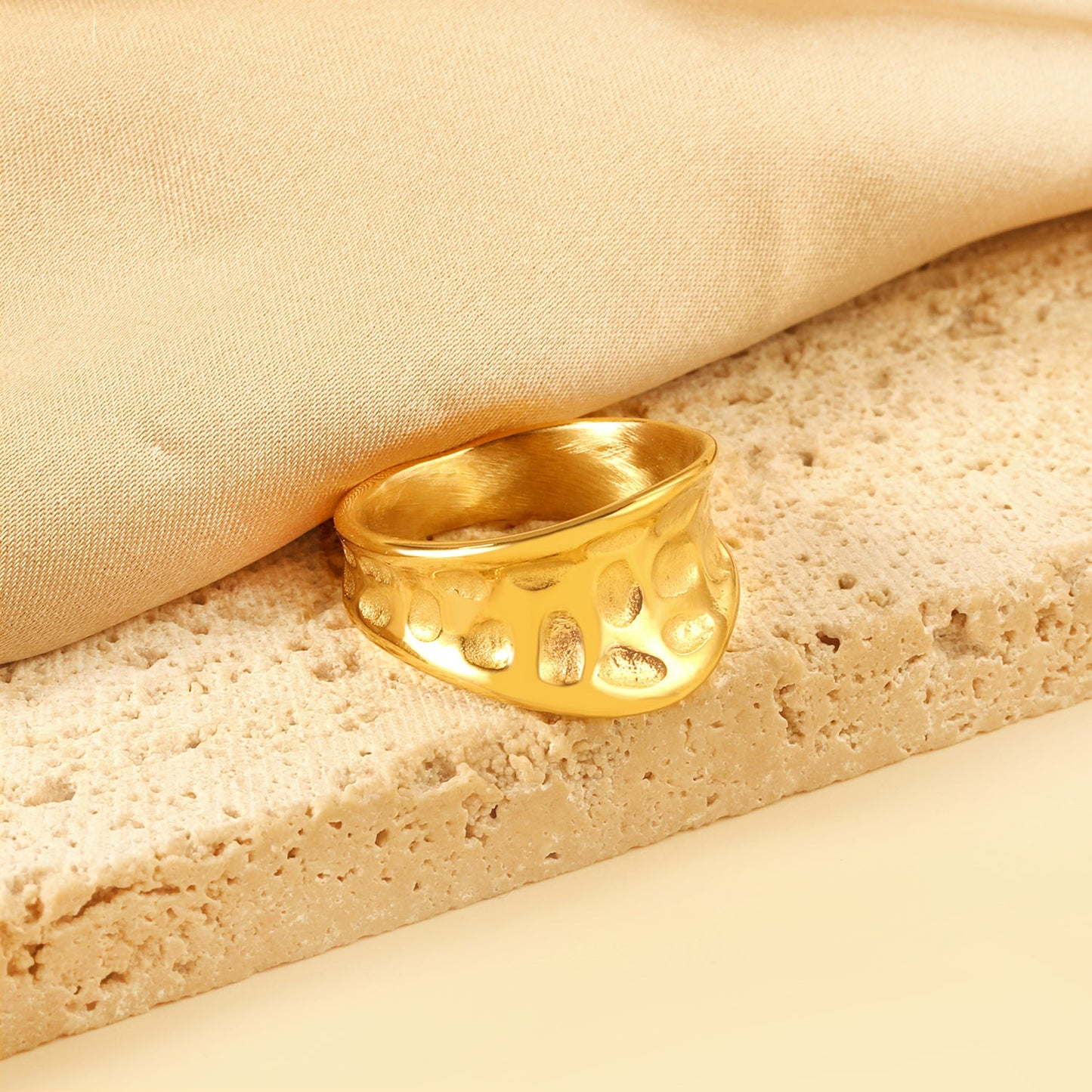 Exaggerated ring with cratered surface asonjewelry