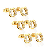 3 pairs of 8*9.1mm U-shaped white diamond stud earrings Gold