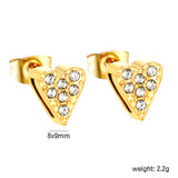 3 pairs of 8*9mm heart-shaped white diamond stud earrings Gold