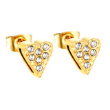 3 pairs of 8*9mm heart-shaped white diamond stud earrings Gold