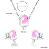 Ice-cream Set Steel / Gold Earrings: 5.9*10.2mm Pendant: 6.9*12mm 0.3 Cross Chain 42+5cm+6mm Round Plaque