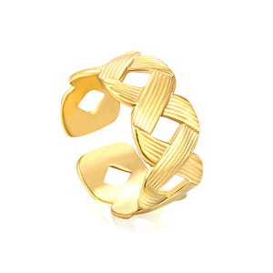 Golden Braided SS Open Ring (Cross-Braided Design)