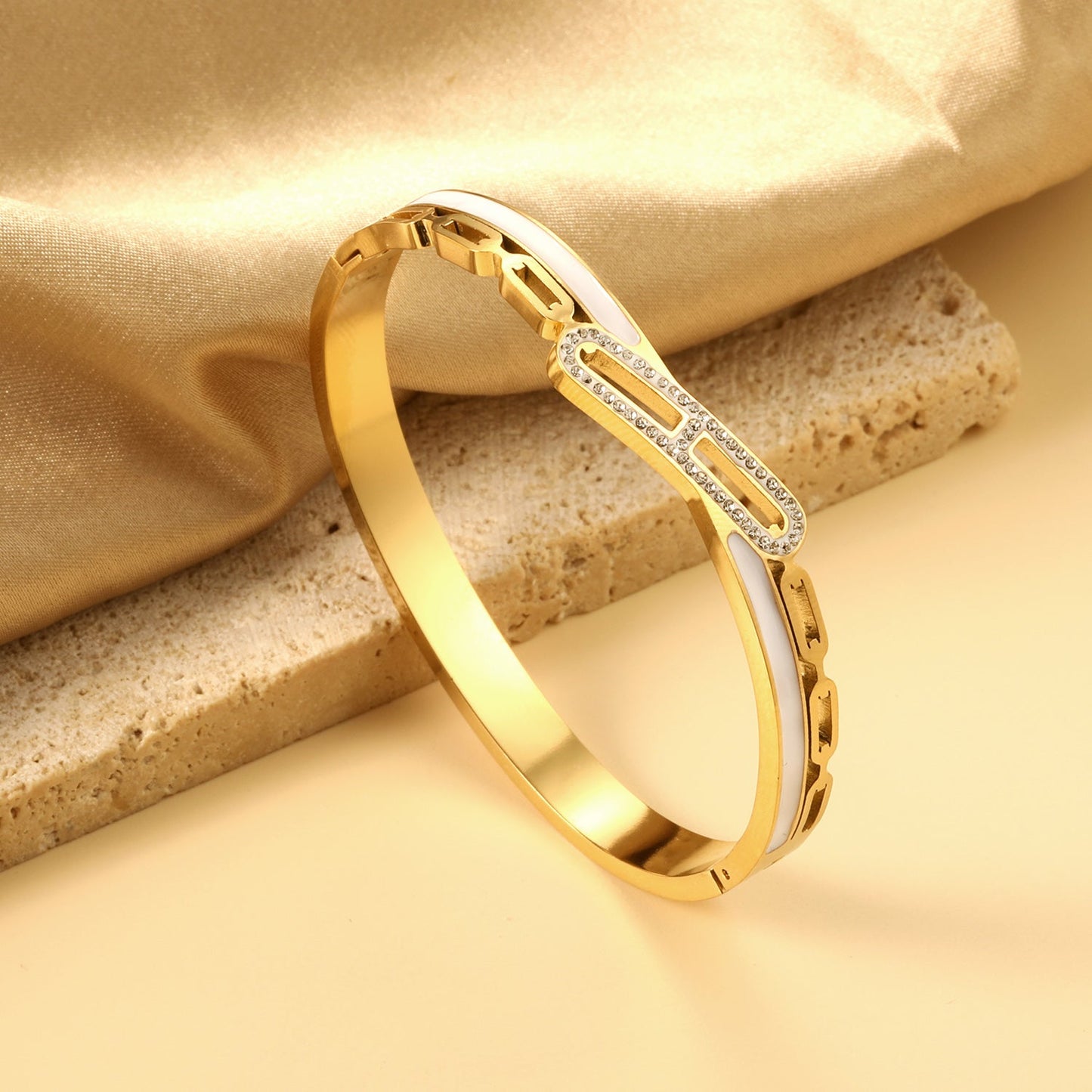 White oil drop wrap around & rectangle diamond bracelet asonjewelry