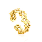 Golden Star Pattern SS Open Ring (Trendy Star-Circle)