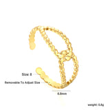 Star-Center Open Ring - Stainless Steel Retro-Modern Glam