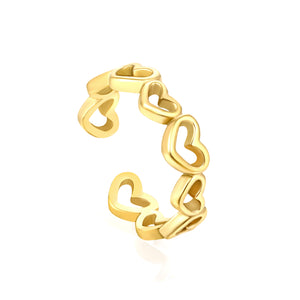 Star Pattern SS Open Ring - Trendy Star-Circle Cutout Style