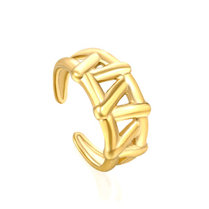 Heart-Shaped SS Open Ring - Romantic Gold-Tone Hollow Motif