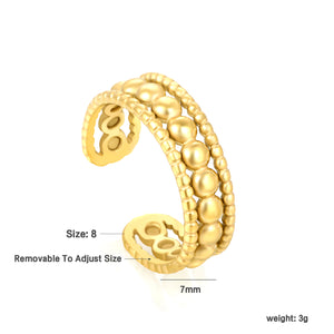 Woven Pattern SS Open Ring - Textured Braided Vintage Design