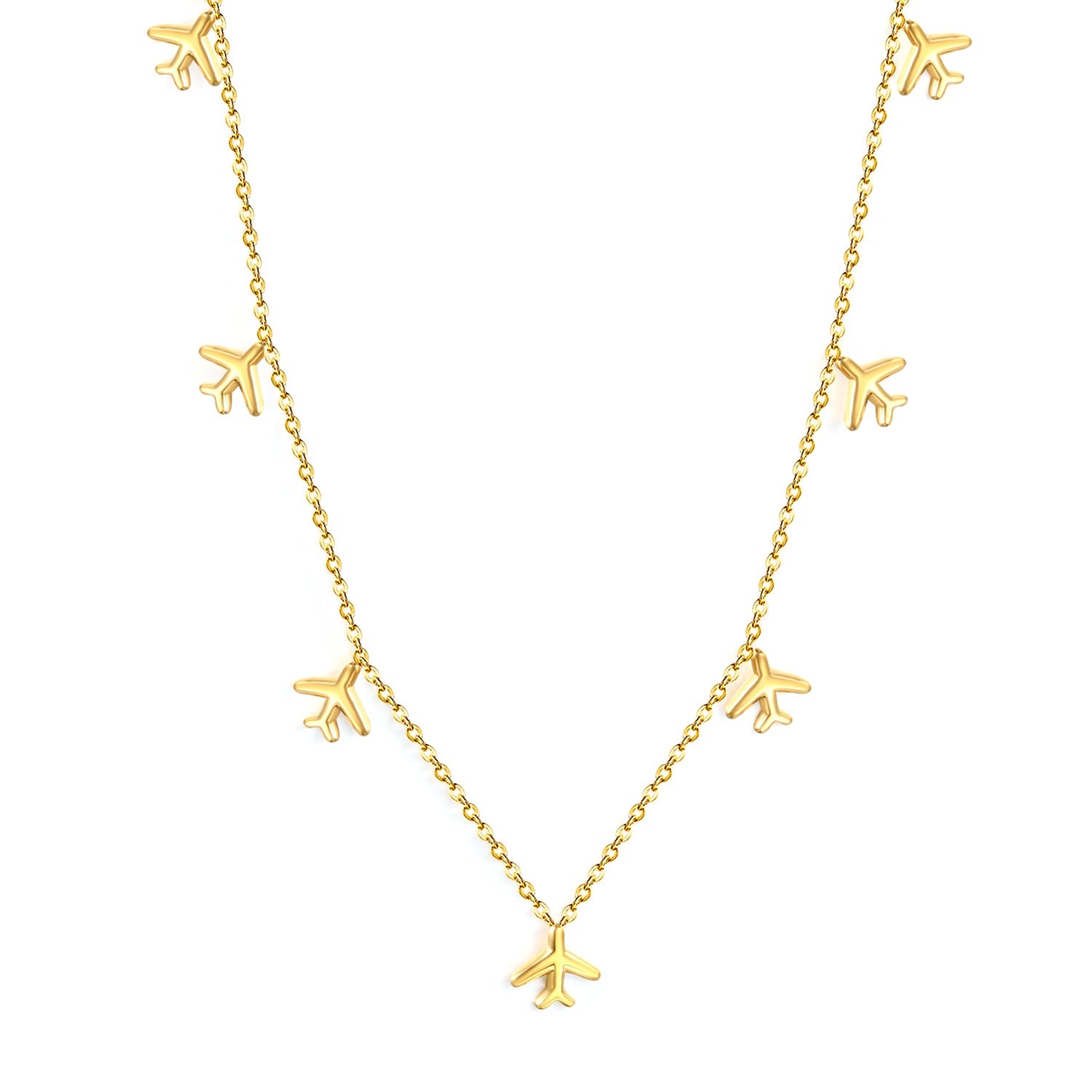 8.2 x 9 mm airplane accessory 0.3 cross chain 40+5 cm + 6 mm necklace gold asonjewelry