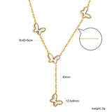 12.5*9mm 4 Butterfly Green/Black/White/Red Shell Pendant Necklace 43+5cm+3*10.3mm Square Plaque Necklace Golden