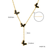 12.5*9mm 4 Butterfly Green/Black/White/Red Shell Pendant Necklace 43+5cm+3*10.3mm Square Plaque Necklace Golden